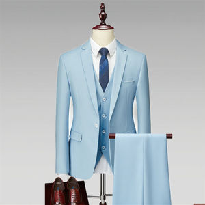 XS-3XL мужской высококачественный Повседневный офисный костюм, дышащий и антистатический деловой смокинг на пуговицах для офиса или свадьбы, большие размеры - Product Image 3