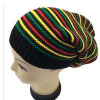 Gorro Unisex Estilo Jamaica Reggae, Gorro Holgado de Punto, Gorro Rasta con Rastas Largas