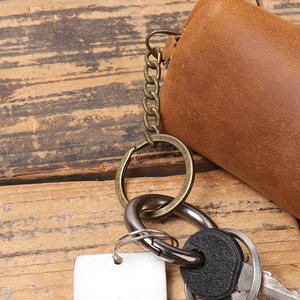 Vintage Handmade Leather Key Holder Coin Purse Minimalist Zipper Car Key <b>Pouch</b> Unisex Wholesale - Product Image 6