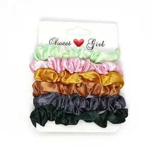 Low Moq Fashion Colorful Hair Rope Elastic Set Pack Silk Scrunchies Hair Scrunchies Girls Decoration Hair Ties