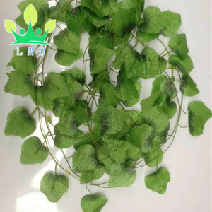 12 pièces de 2,4 m, nouvelles feuilles artificielles de lierre, plantes grimpantes, fausse <span class=keywords><strong>feuillage</strong></span>, arbustes verts en plastique, respectueux de l'environnement, toucher naturel - Product Image 2