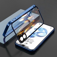 Étui de téléphone magnétique matériaux étuis de protection transparents boucle Double face étui de téléphone en verre trempé pour iPhone 11/12/13