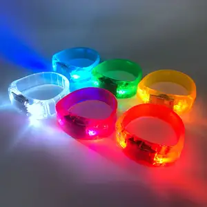 Concert Party Event Customized Logo Colorful Vibration Activated Flashing LED Bracelet