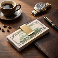 Pince à billets en acier inoxydable plaqué or gravée au laser sur mesure, porte-cartes de crédit et d'espèces en métal, cadeau d'affaires pour homme, ornement artistique