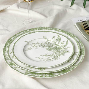 Plato de vajilla de lirio de los valles Vintage para bodas, uso doméstico, platos redondos de porcelana blanca de lujo de 10,5 pulgadas - Product Image 2