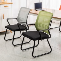 Chaise de bureau avec dossier en maille d'acier, chaise de conférence, tabouret de formation, chaise d'ordinateur, chaise de mahjong à domicile avec accoudoirs