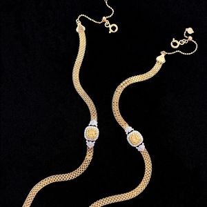 Xinfly Fine Jewelry Adjustable <b>Men</b> 18K Gold Hand Chain 0.45ct Yellow Diamond Telescopic Mesh Charm Wide Bracelet <b>for</b> <b>Men</b> - Product Image 2