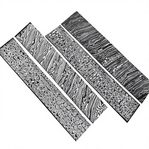 Juego de 4 barras de acero de Damasco de 12 pulgadas de largo, hechas a mano y personalizadas, con 2 pulgadas de ancho para la fabricación de cuchillos. - Product Image 1