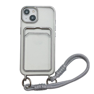 Rõ ràng điện thoại trường hợp khe cắm thẻ trong suốt chống sốc bảo vệ dây đeo tay điện thoại Bìa trường hợp đối với <span class=keywords><strong>iPhone</strong></span> 16 15 14 13 12 Pro Max cộng với - Product Image 1
