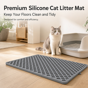 Dual Layer Silicone Cat Litter <b>Mat</b> Honeycomb Design Non-Toxic <b>Waterproof</b> Easy Clean Cat Box <b>Mat</b> Litter Trapping <b>Mat</b> for Cats - Product Image 1