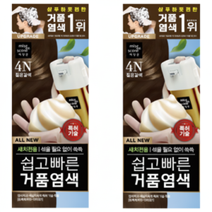 Nuevo Kit de Tinte en Espuma Fácil y Rápido para el Cabello, 4N Marrón Oscuro, Paquete de 2, en Oferta - Product Image 1