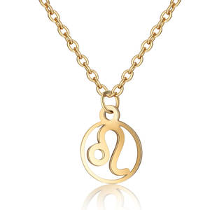 Non ternir 18K Or <span class=keywords><strong>Horoscope</strong></span> Signe Du Zodiaque Creux Pièce Pendentif Collier Bijoux De Mode Colliers Pour Femmes Filles - Product Image 2