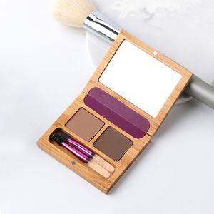 Palette de fard à paupières vide en bambou avec miroir, 2 couleurs, pour blush magnétique, poudre illuminatrice et poudre compacte - Product Image 1