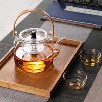 Théière en verre borosilicate transparent résistant à la chaleur, soufflée à la main, écologique, 1000 ml, pour bouillir et faire cuire à la vapeur, compatible feu ouvert