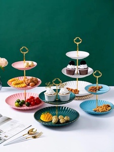 All'ingrosso in porcellana a 3 livelli per festa piatto rotondo in ceramica per dolci con frutta e Cupcake - Product Image 4