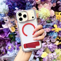 Coque de téléphone transparente à paillettes et diamants pour iPhone 17 Pro Max 16 Pro Max, magnétique, antichoc, avec béquille invisible pliable
