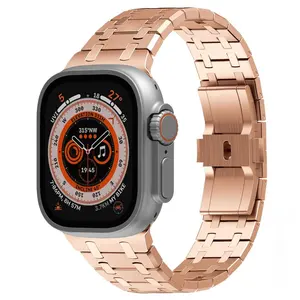 حزام سوار معدني لساعة iWatch 8 7 45 ، SE 6 5 4 44 42 ، سوار فاخر من الفولاذ المقاوم للصدأ لساعة Apple Ultra 49