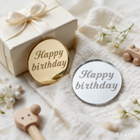 Étiquettes en acrylique miroir gravées au laser personnalisées, badges en acrylique miroir or et argent pour anniversaire, mariage, boîte cadeau, logo