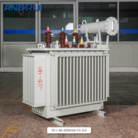 Transformateur de puissance triphasé Anrui S11 200 kVA, 10 kV vers 400 V, à bain d'huile, bobinage triple en aluminium, bobine multicouche, 50 Hz, forme rectangulaire