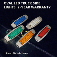 Feux latéraux de camion LED ABS 12V de forme ovale universelle Lighttime, nouveaux feux de gabarit bleus pour remorque, garantie de 2 ans