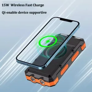 Batterie externe <span class=keywords><strong>solaire</strong></span> magnétique ultra-mince étanche à charge rapide 2025, 20000 mAh, GaN, logo personnalisable, 4 ports USB, LED - Product Image 2