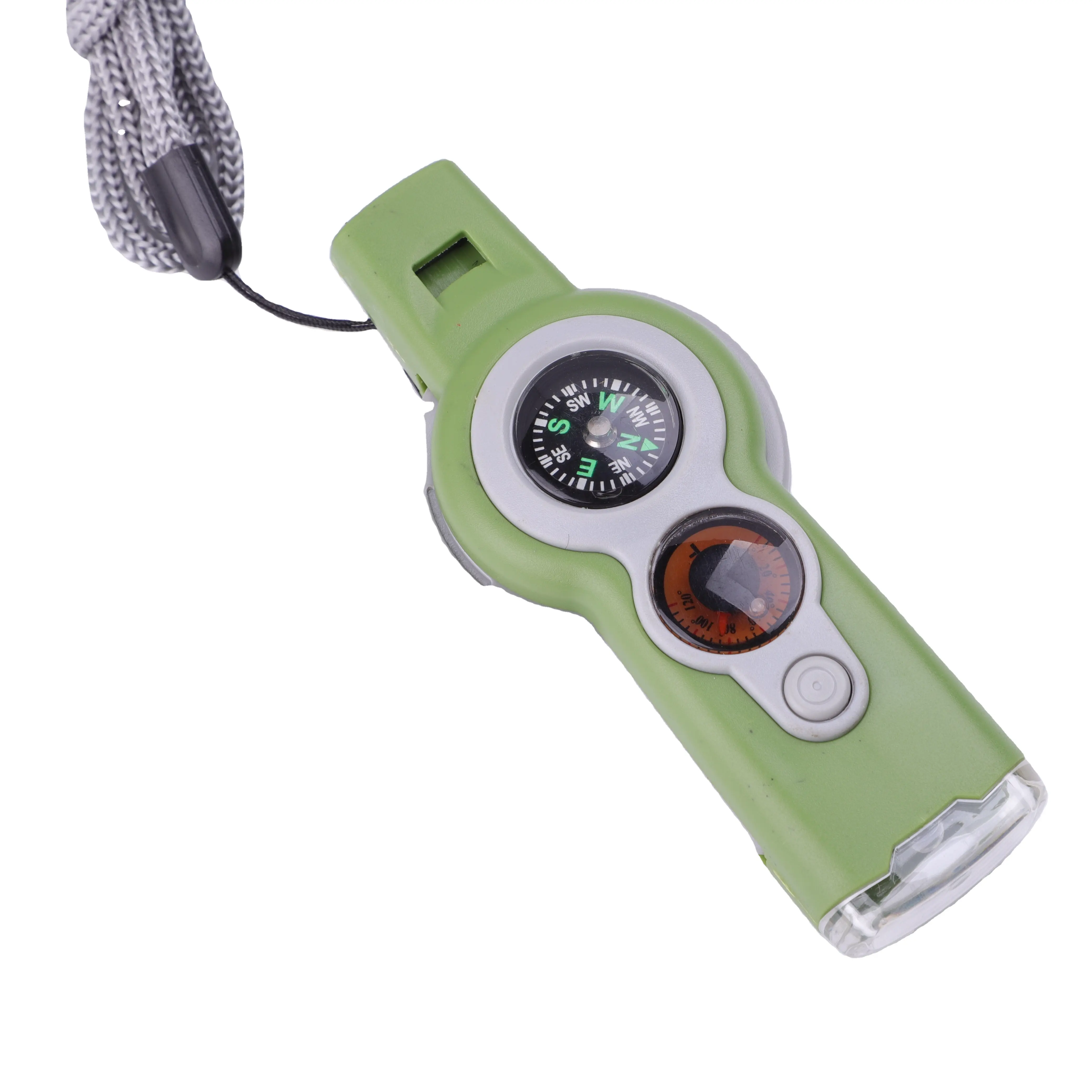 7 in 1 Multi-function Lifesaving Emergency Whistle Compass Thermometer Magnifying glass Reflector LED Light