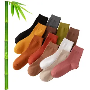 Wholesale custom logo diabetic Breathable socks anti odor black organic bamboo fiber socks vertical line deodorant crew socks