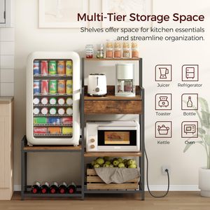 Support pour mini-réfrigérateur, étagère de boulanger avec rangements, station de café avec porte-bouteilles, support pour <span class=keywords><strong>micro</strong></span>-ondes, armoire de cuisine - Product Image 4