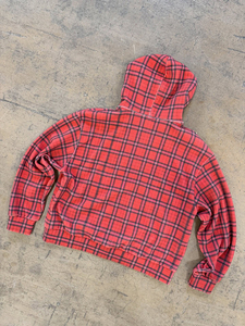 Sweat-shirt à capuche zippé à carreaux rouges pour homme, veste en polaire décontractée, coupe classique, vêtements d'automne - Product Image 4