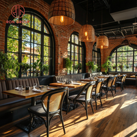 Ensemble de meubles de restaurant et de café modernes et durables en bois massif, canapé, banquette, chaise et table pour café, salon de thé