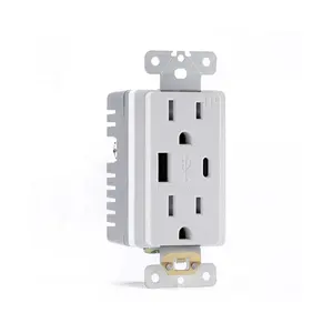 Receptáculo dúplex estándar americano resistente a manipulaciones 5.0A tipo A y tipo C enchufes USB pared eléctrica con enchufe Usb