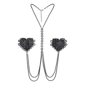 Adesivi per Capezzoli a Forma di Cuore con Diamanti, 3 Stili, Catena per il Seno, Copri Capezzoli con Strass, Adesivi Sexy per il Seno Femminile - Product Image 6