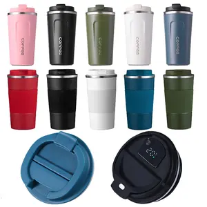 smart touch display travel termos digital 380ml 510ml display matte colors coffee cup LED lids vacuum tumbler with custom logo