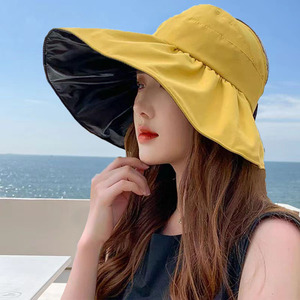 Bucket <b>Hat</b> Sun Protection UV Protection Wide Brim Foldable For Women Outdoor Beach Wear Solid Color Black Off White <b>Khaki</b> - Product Image 2