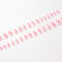 Vente en gros 30 pièces ongles courts fard à joues aux amandes motif de joues rinçage ongles à presser Gel souple couverture complète conseils de prêt à porter