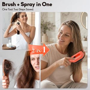 <span class=keywords><strong>Brosse</strong></span> à <span class=keywords><strong>cheveux</strong></span> 2-en-1 avec pulvérisateur d'eau, <span class=keywords><strong>brosse</strong></span> à poils de sanglier et nylon <span class=keywords><strong>pour</strong></span> hydrater et démêler les <span class=keywords><strong>cheveux</strong></span>, anti-frisottis, orange - Product Image 2