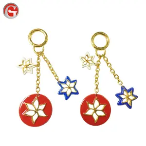 Cartoon Gifts Red Blue And White Three Color Openwork Metal Flower Bts Keychain