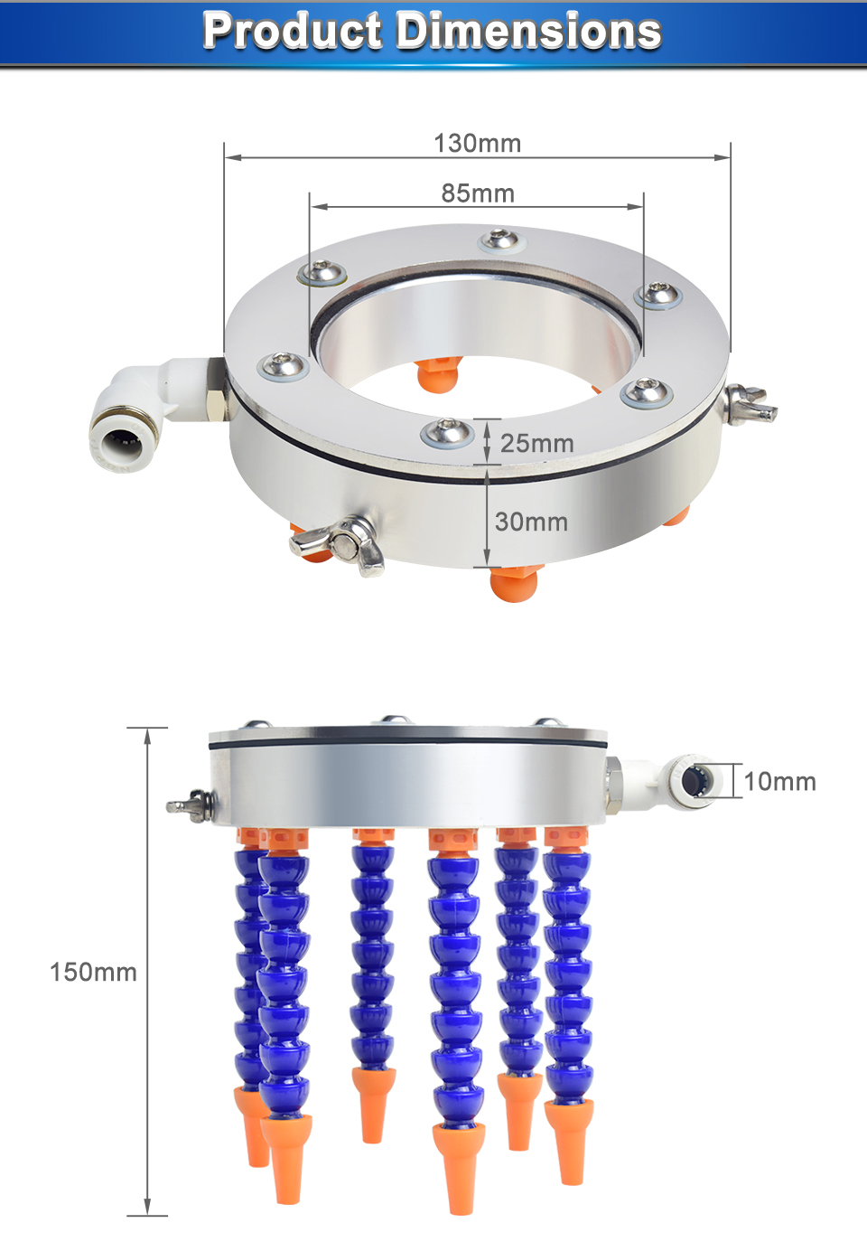 Adjustable Spindle Cooling Ring Nozzle Tool with 6 Water Pipes for