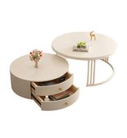 Table basse blanc pur avec base en métal, rangement, plateau en résine durable, design moderne et luxueux pour la maison, les petits appartements et les salons