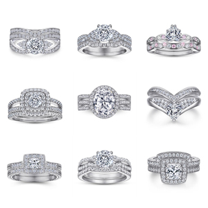 للبيع بالجملة خواتم فضة مجوهرات نسائية مطلية بالذهب الأبيض خالية من الزيركونيا خاتم زفاف فضي إسترليني - Product Image 4