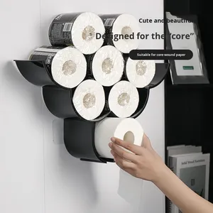 Tissu mural en forme de <span class=keywords><strong>mouton</strong></span> pour salles de bain toilettes <span class=keywords><strong>support</strong></span> de stockage de rouleaux en acier inoxydable créatif sans perceuse organisateur Banheiro - Product Image 1