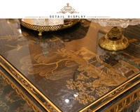 Table d'appoint en bois massif Yips LDF-0619, style chinoiserie, sculpture en résine, peinture à la main, motif paysage chinois, salon, chambre à coucher