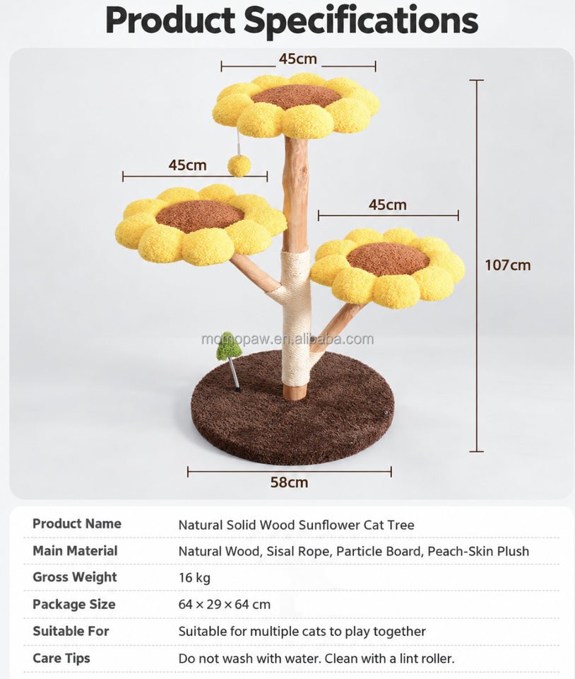 MoMoPaw Large Cat Tower Multi-Level Luxury Flower Plush Condo with 13 ...