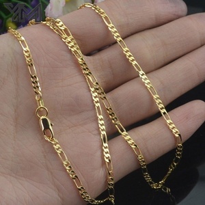 Ensemble de colliers chaîne Figaro <span class=keywords><strong>plaqué</strong></span> <span class=keywords><strong>or</strong></span> 18 carats YM, chaînes en alliage de laiton multi-tailles pour hommes et femmes, vente en gros - Product Image 3