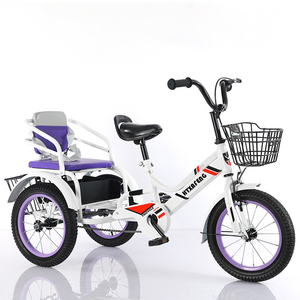 Triciclo Infantil de Acero al por Mayor de 14, 16 y 18 Pulgadas con Dos Asientos y Asiento Trasero, Bicicleta de Tres Ruedas para Niños y Niñas - Product Image 4