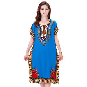 Abiti larghi estivi con <span class=keywords><strong>stampa</strong></span> africana con maniche a pipistrello gonne africane Dashiki Casual elegante abito africano floreale etnico - Product Image 5