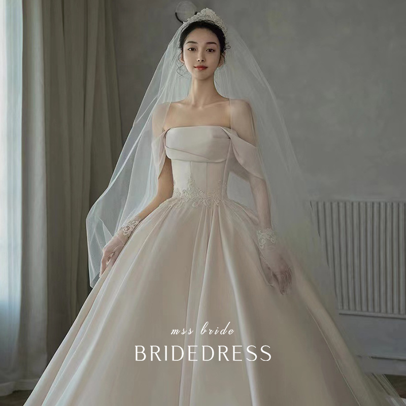 White floor-length wedding dress