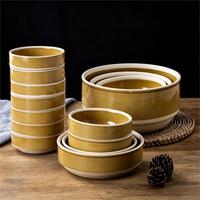 Bols en céramique empilables au design rétro, style traditionnel du Moyen-Orient, bols de service en grès et plats en poterie pour la cuisine à domicile