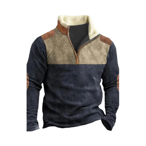Nouveau sweat-shirt à capuche en velours côtelé pour homme, écologique, lavé, décontracté, col en fourrure, manches longues, personnalisé - Product Image 4