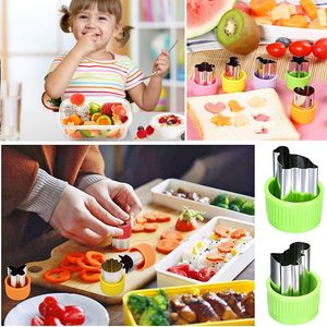 Mini juego de cortadores de frutas y verduras, tenedores de animales con forma de comida pequeña para niños, corte de galletas para hornear - Product Image 5